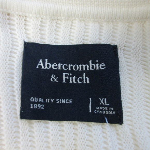 Abercrombie & Fitch Polo Shirt Men XL Ivory Knit Cotton Ribbed Knit NEW 516 - Picture 3 of 9